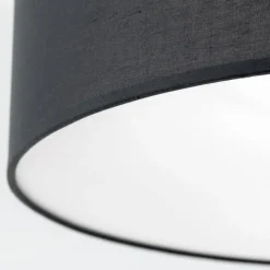 Hanglamp Ufo met grijze stoffen lampenkap