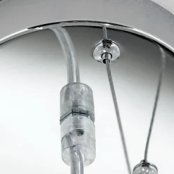 Hanglamp Ufo met grijze stoffen lampenkap