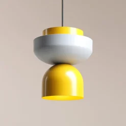 Hanglamp Ulia, geel/grijs, metalen kap