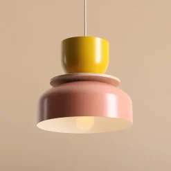 Hanglamp Uto, koraal/geel, metalen kap