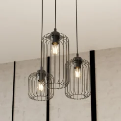 Hanglamp Vander, 3-lamps, Ø 30 cm, zwart, metaal, E27