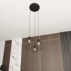 Hanglamp Vander, 3-lamps, Ø 30 cm, zwart, metaal, E27