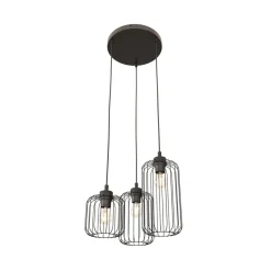 Hanglamp Vander, 3-lamps, Ø 30 cm, zwart, metaal, E27