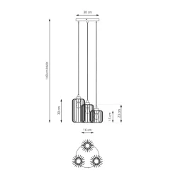 Hanglamp Vander, 3-lamps, Ø 30 cm, zwart, metaal, E27