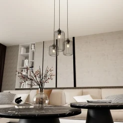 Hanglamp Vander, 3-lamps, Ø 30 cm, zwart, metaal, E27