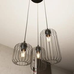 Hanglamp Vander, 3-lamps, Ø 30 cm, zwart, metaal, E27