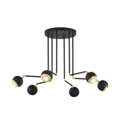 Hanglamp Vilar, zwart, metaal, 6-lamps, GU10