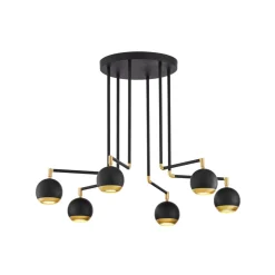 Hanglamp Vilar, zwart, metaal, 6-lamps, GU10