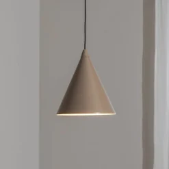 Hanglamp vorm, beige, metaal, Ø 24 cm, kegel, E27