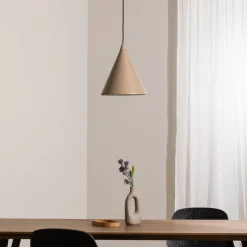 Hanglamp vorm, beige, metaal, Ø 24 cm, kegel, E27