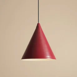 Hanglamp vorm, wijnrood, metaal, Ø 24 cm, kegel, E27