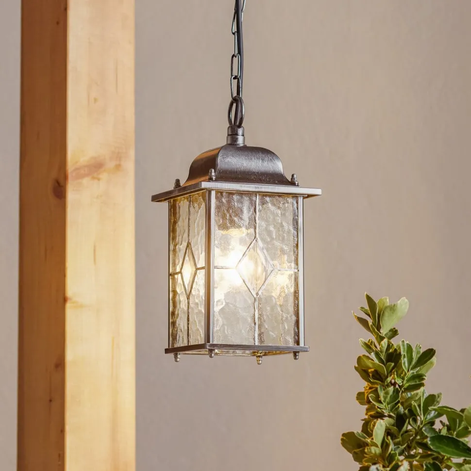 Hanglamp Wexford WX9, IP23, zwart-zilver, metaal, glas
