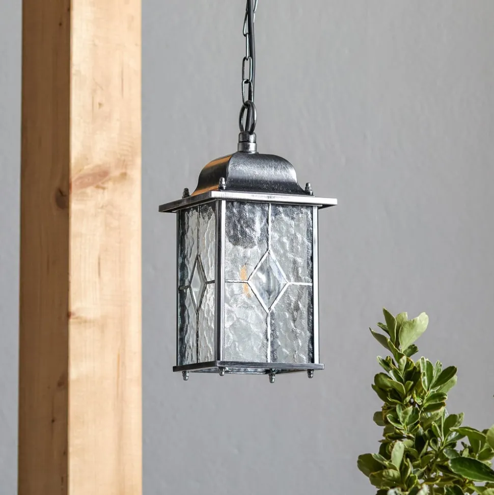 Hanglamp Wexford WX9, IP23, zwart-zilver, metaal, glas