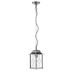 Hanglamp Wexford WX9, IP23, zwart-zilver, metaal, glas
