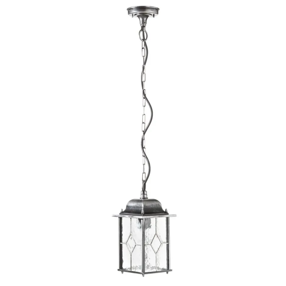 Hanglamp Wexford WX9, IP23, zwart-zilver, metaal, glas