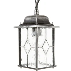 Hanglamp Wexford WX9, IP23, zwart-zilver, metaal, glas