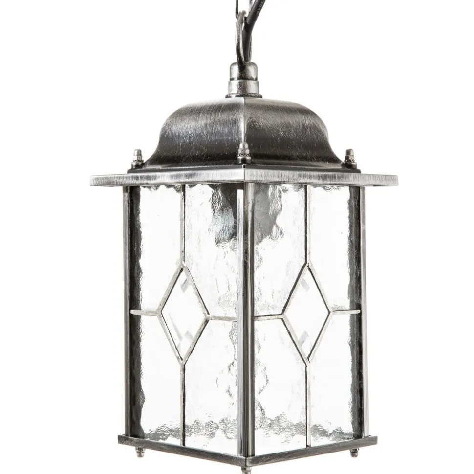 Hanglamp Wexford WX9, IP23, zwart-zilver, metaal, glas