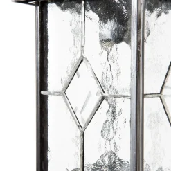 Hanglamp Wexford WX9, IP23, zwart-zilver, metaal, glas