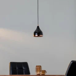 Hanglamp Yildo 7000 1-lamp Ø15cm zwart/koper