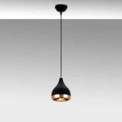 Hanglamp Yildo 7000 1-lamp Ø15cm zwart/koper