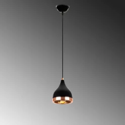 Hanglamp Yildo 7000 1-lamp Ø15cm zwart/koper