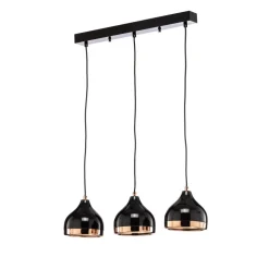 Hanglamp Yildo 6877 3-lamps lineair zwart/koper