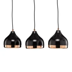 Hanglamp Yildo 6877 3-lamps lineair zwart/koper