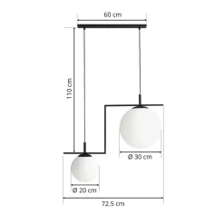 Hanglamp Zac, 2-lamps, zwart