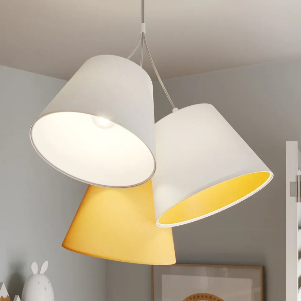 Hanglamp Zsofia, 3-lamps wit/geel