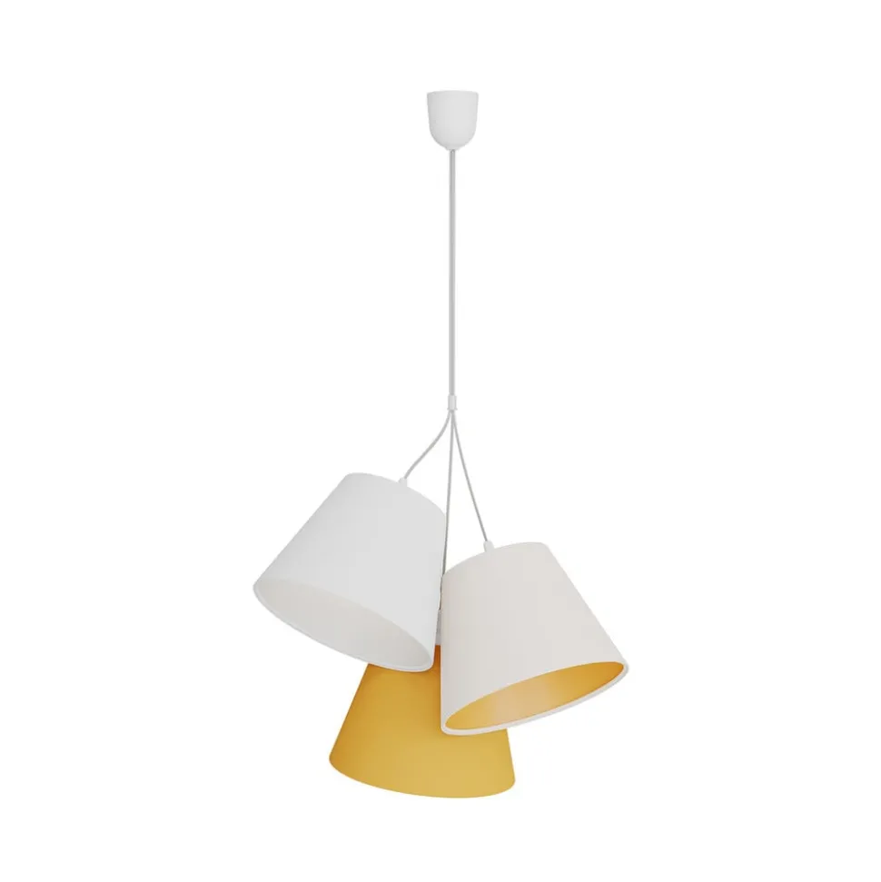 Hanglamp Zsofia, 3-lamps wit/geel