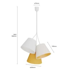 Hanglamp Zsofia, 3-lamps wit/geel