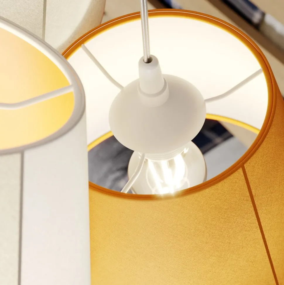 Hanglamp Zsofia, 3-lamps wit/geel