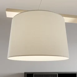 Hanglamp Zweden, antiek wit/wit, textiel, hout, 2-lamps