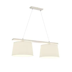 Hanglamp Zweden, antiek wit/wit, textiel, hout, 2-lamps