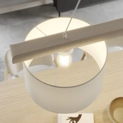 Hanglamp Zweden, antiek wit/wit, textiel, hout, 2-lamps