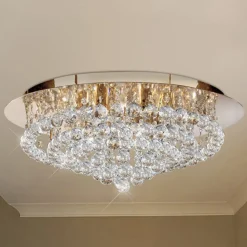 Hanna plafondlamp, goud, kristallen bollen, Ø 55 cm