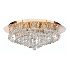 Hanna plafondlamp, goud, kristallen bollen, Ø 55 cm