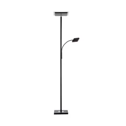 Hans LED vloerlamp met leeslamp, hoekig, zwart