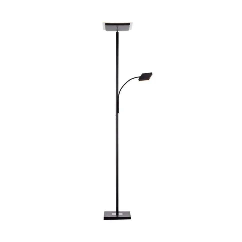 Hans LED vloerlamp met leeslamp, hoekig, zwart