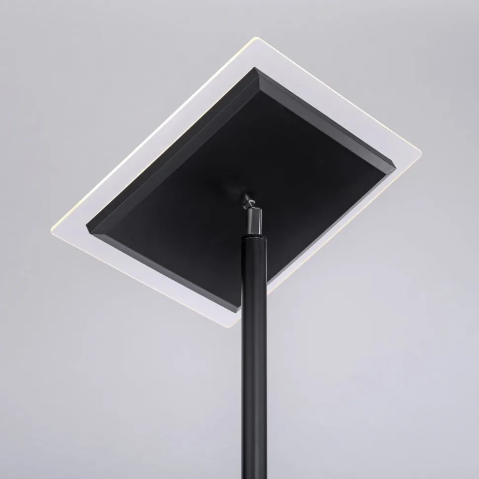 Hans LED vloerlamp met leeslamp, hoekig, zwart