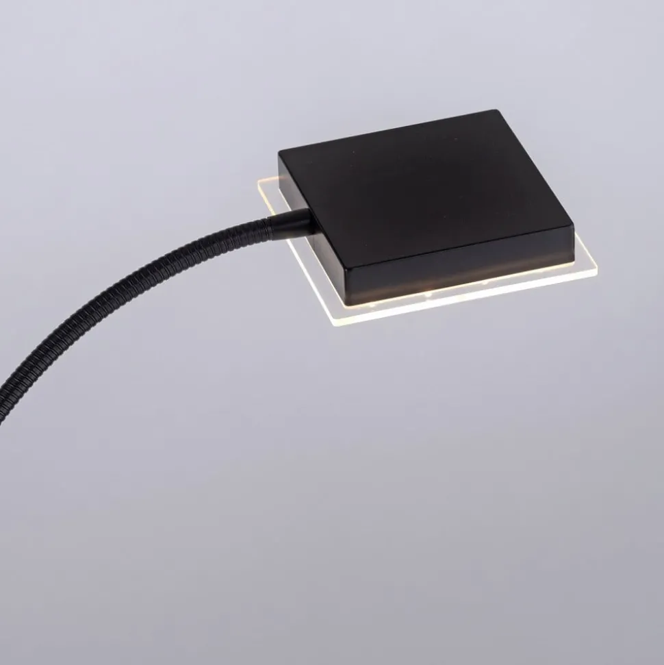 Hans LED vloerlamp met leeslamp, hoekig, zwart