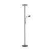Hans LED vloerlamp met leeslamp, rond, zwart