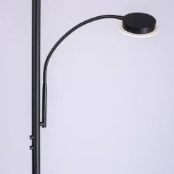 Hans LED vloerlamp met leeslamp, rond, zwart