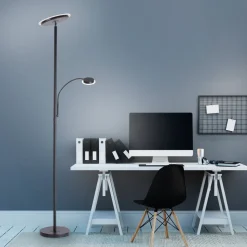 Hans LED vloerlamp met leeslamp, rond, zwart