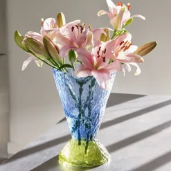 Hübsch Abyss vaas, blauw, glas, hoogte 29 cm, Ø 20 cm