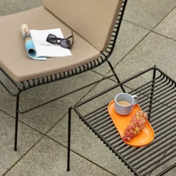 Hübsch Amare dienblad, lichtblauw + oranje, set van 2