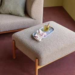 Hübsch Amare dienblad, lichtblauw + oranje, set van 2