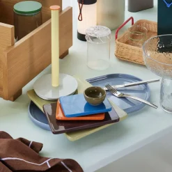 Hübsch Amare dienblad, lichtblauw + oranje, set van 2