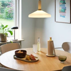 Hübsch Amare dienblad, zandkleurig + groen, set van 2