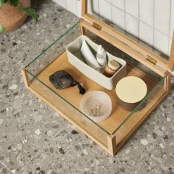 Hübsch Amare kleine organiser, zand/groen, 24 x 11 cm